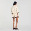 Cropped floral embroidered shirt Cropped floral embroidered shirt