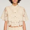 Cropped floral guipure shirt Cropped floral guipure shirt