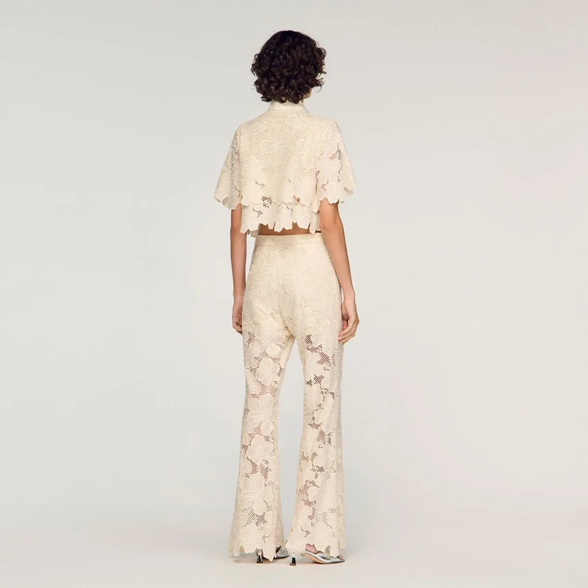Cropped floral guipure shirt Cropped floral guipure shirt
