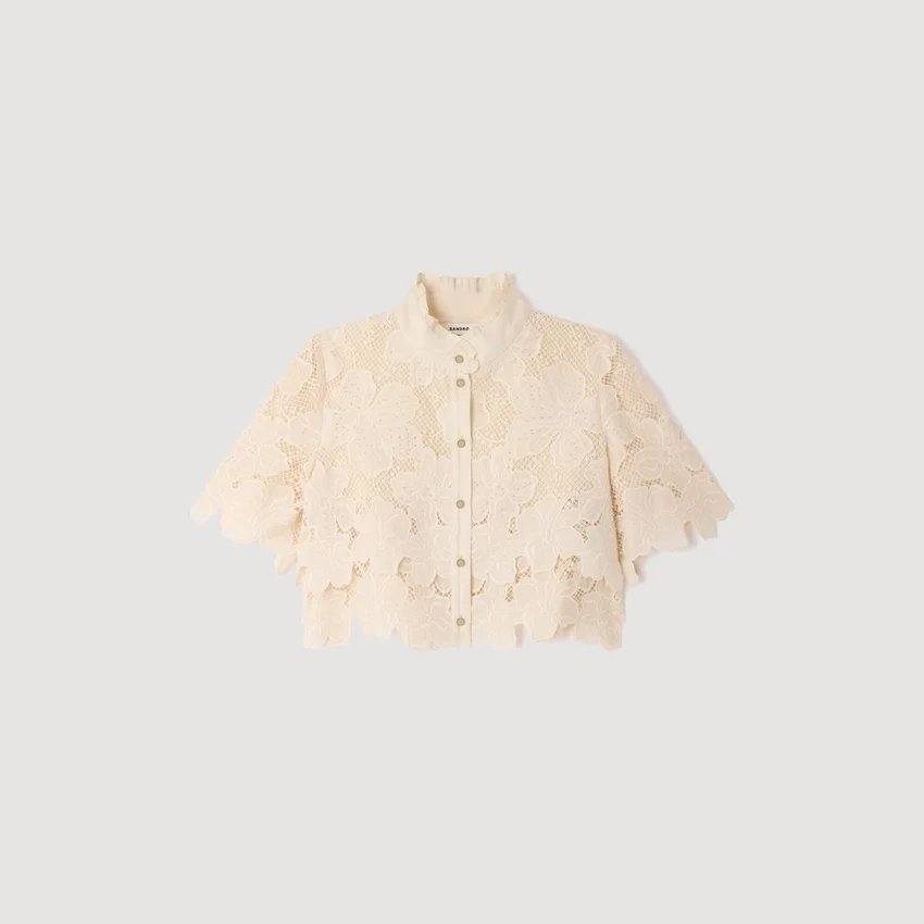 Cropped floral guipure shirt Cropped floral guipure shirt
