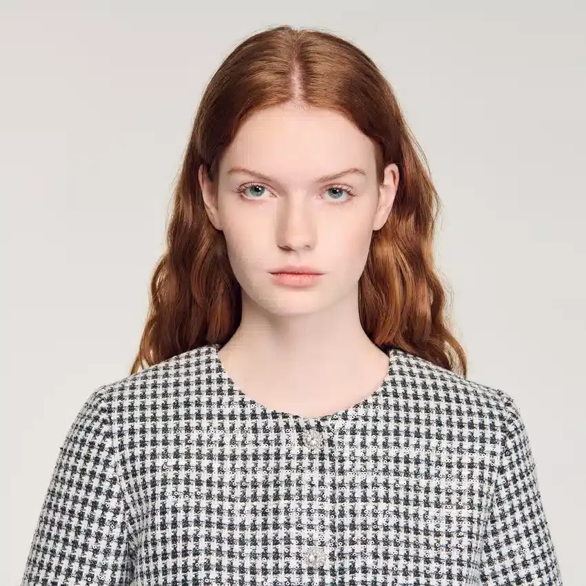 Cropped houndstooth tweed top Cropped houndstooth tweed top
