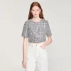 Cropped houndstooth tweed top Cropped houndstooth tweed top