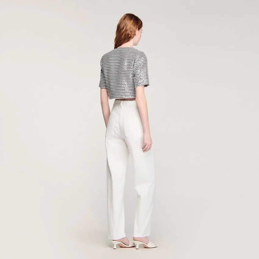 Cropped houndstooth tweed top Cropped houndstooth tweed top