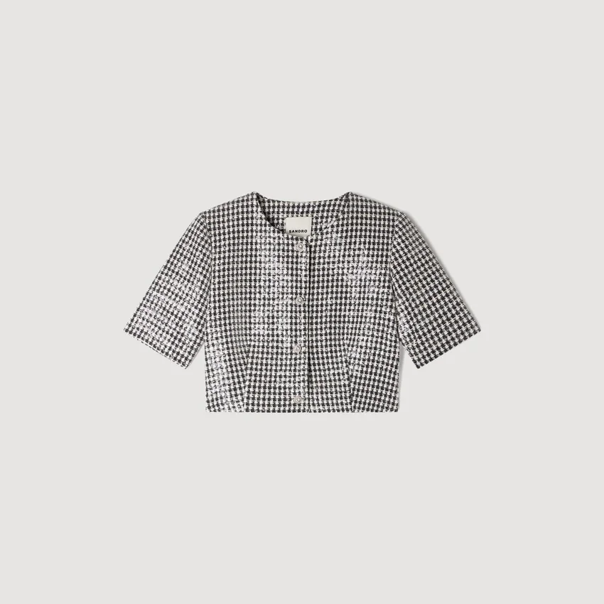 Cropped houndstooth tweed top Cropped houndstooth tweed top
