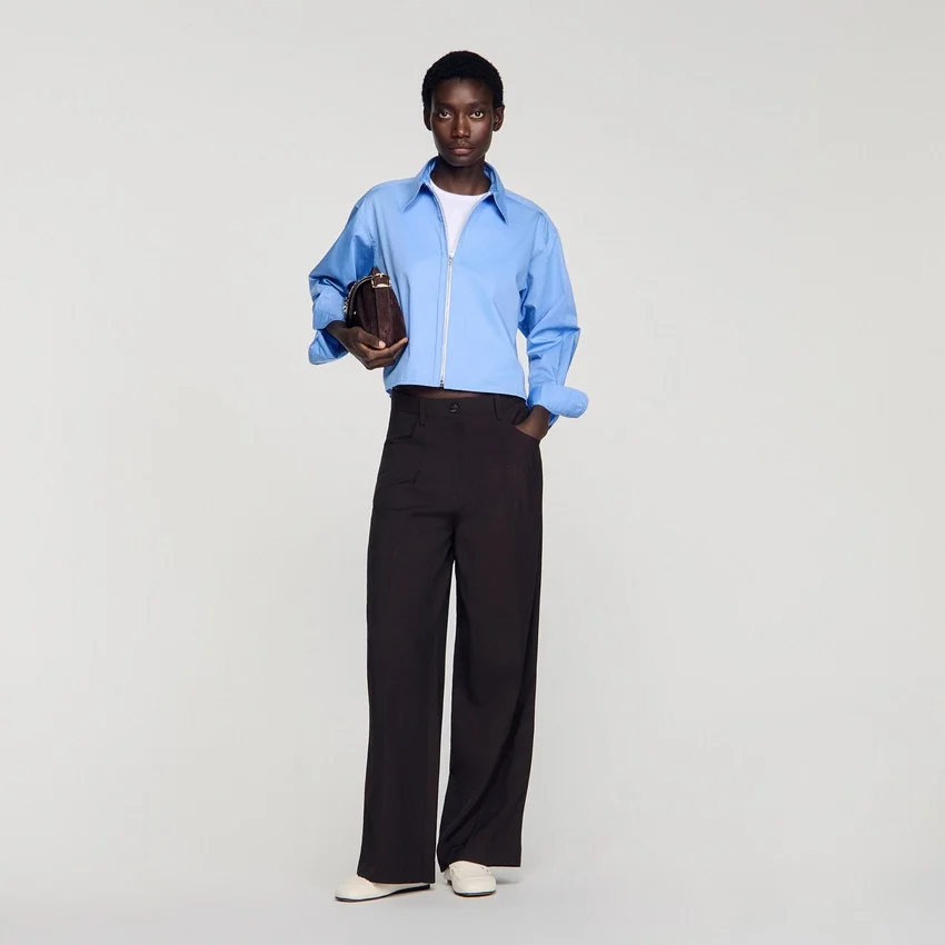 Cropped logo zip cotton shirt Cropped logo zip cotton shirt