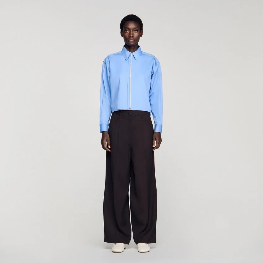 Cropped logo zip cotton shirt Cropped logo zip cotton shirt