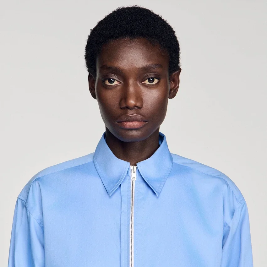 Cropped logo zip cotton shirt Cropped logo zip cotton shirt