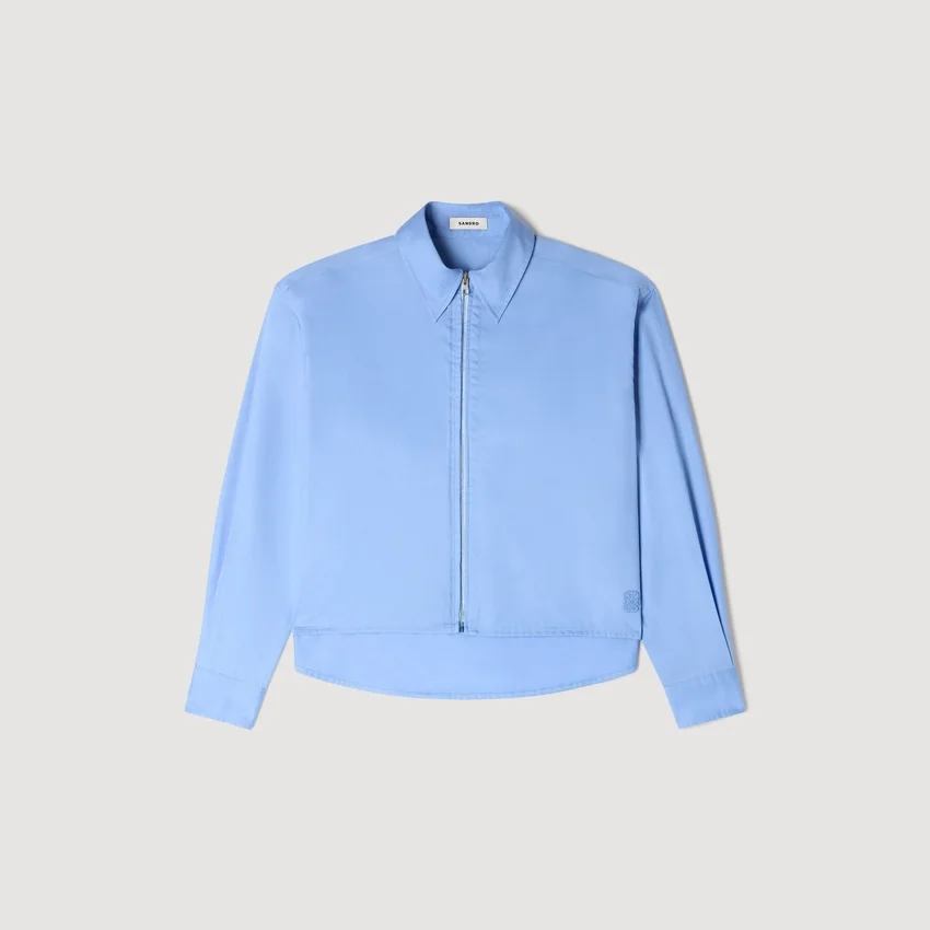 Cropped logo zip cotton shirt Cropped logo zip cotton shirt