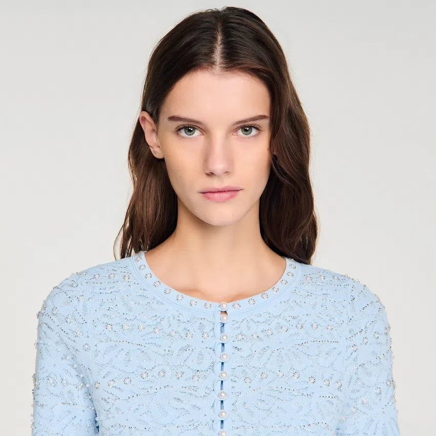 Cropped pearled cardigan Cropped pearled cardigan