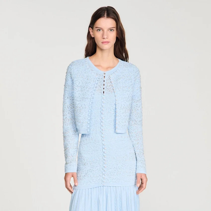 Cropped pearled cardigan Cropped pearled cardigan