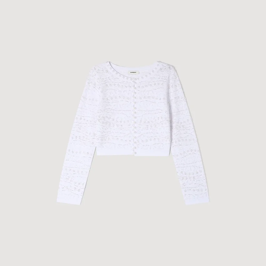 Cropped pearled cardigan Cropped pearled cardigan