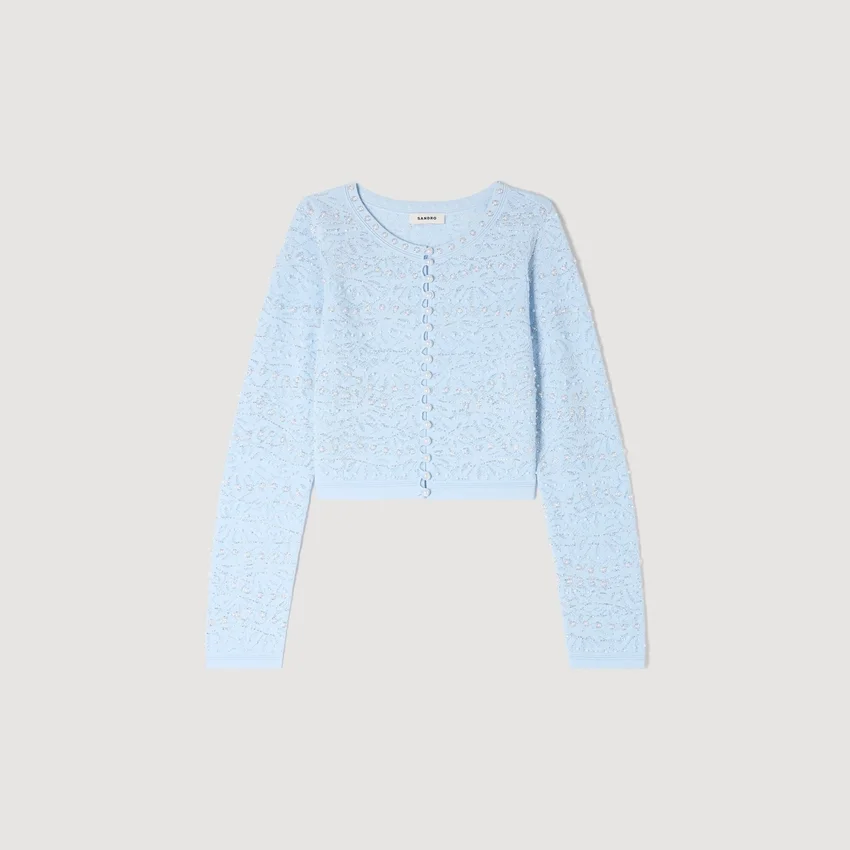 Cropped pearled cardigan Cropped pearled cardigan