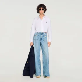 Cropped poplin shirt
