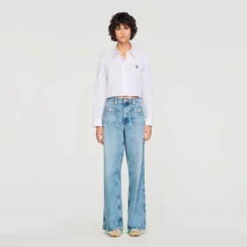 Cropped poplin shirt