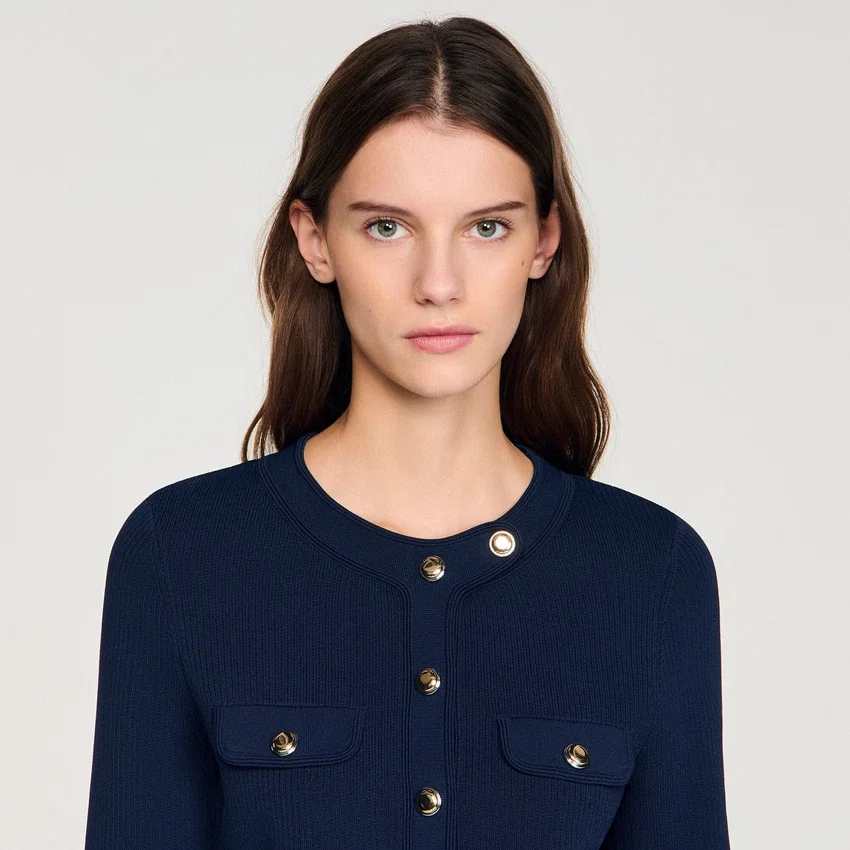 Cropped rib knit cardigan Cropped rib knit cardigan