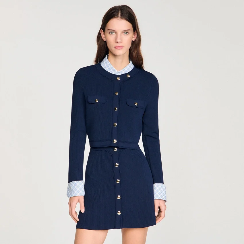 Cropped rib knit cardigan Cropped rib knit cardigan