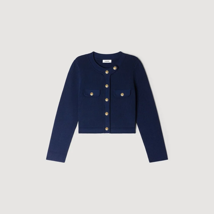 Cropped rib knit cardigan Cropped rib knit cardigan