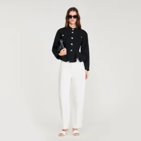 Cropped ruffled peplum jacket