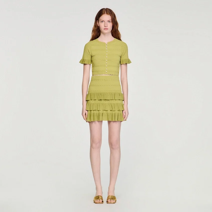 Cropped ruffled-sleeve top Cropped ruffled-sleeve top