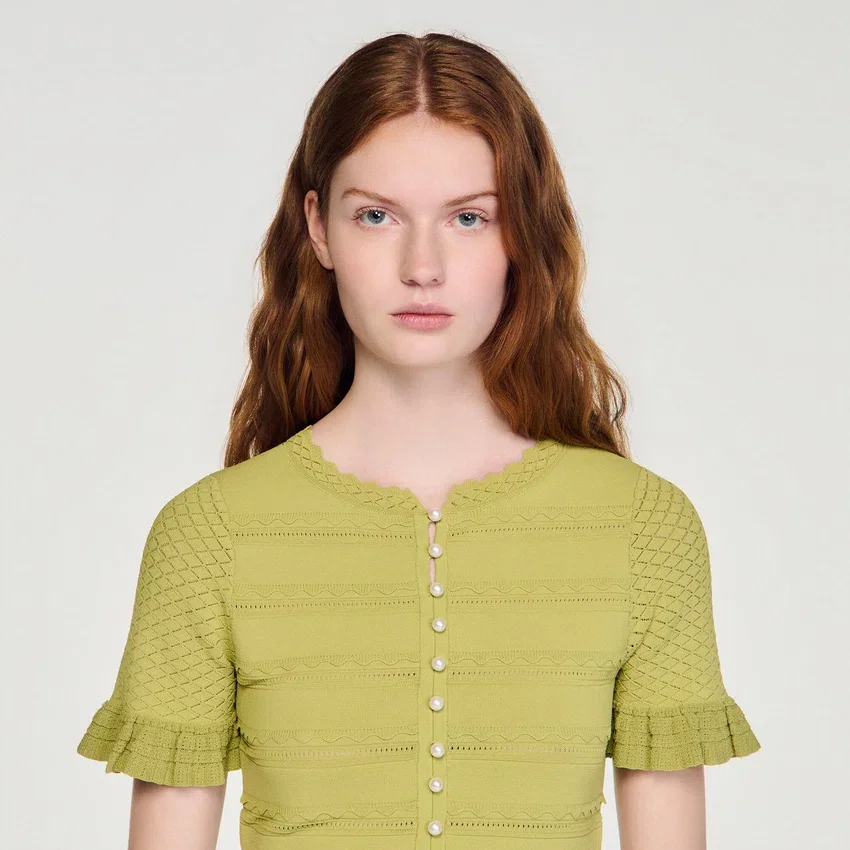 Cropped ruffled-sleeve top Cropped ruffled-sleeve top