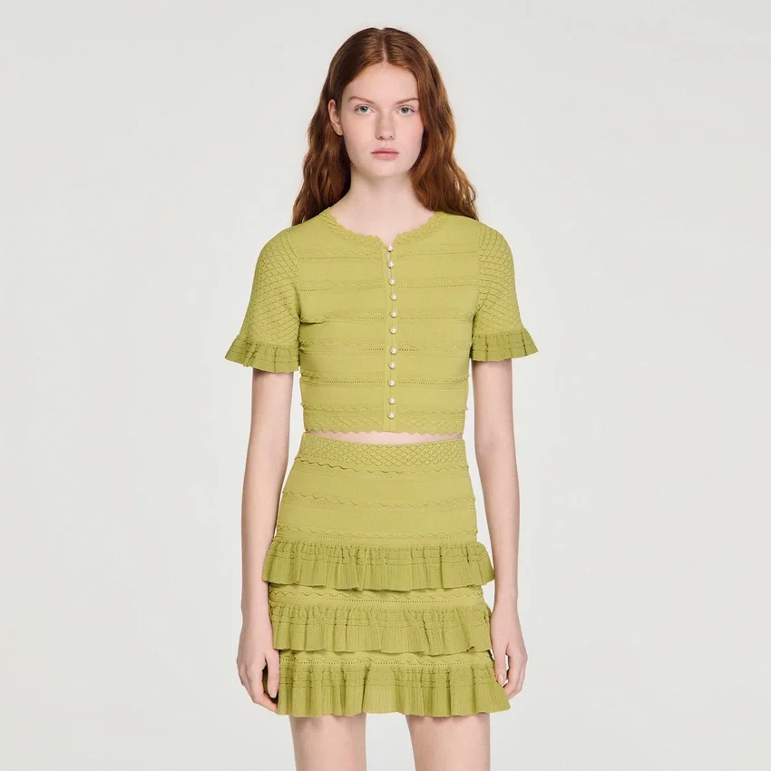 Cropped ruffled-sleeve top Cropped ruffled-sleeve top