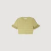 Cropped ruffled-sleeve top Cropped ruffled-sleeve top