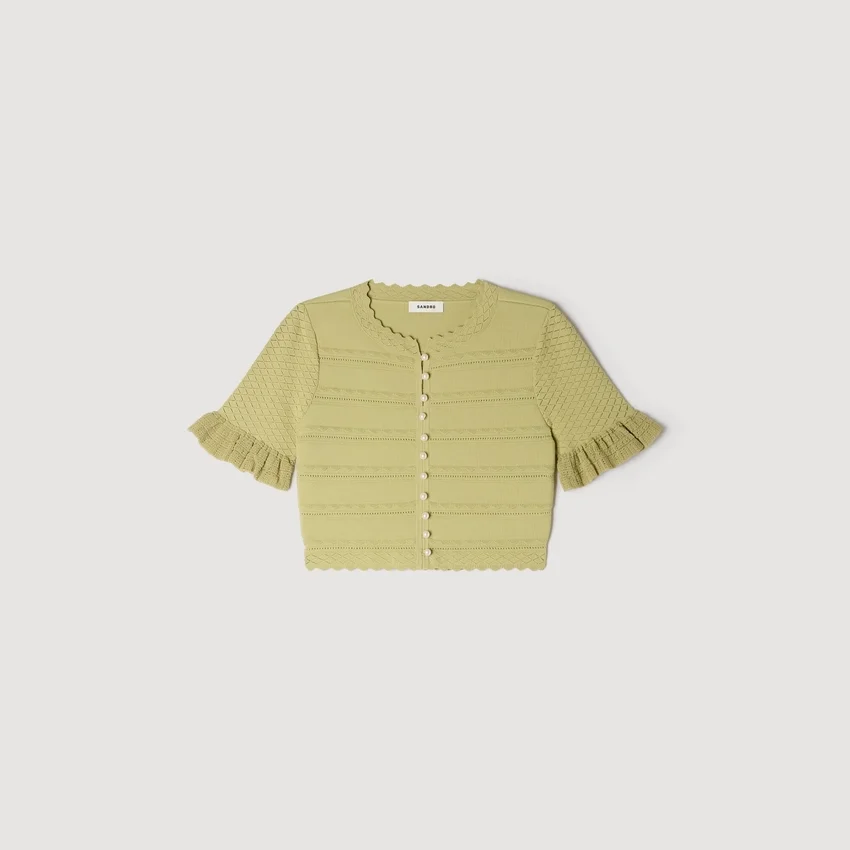 Cropped ruffled-sleeve top Cropped ruffled-sleeve top