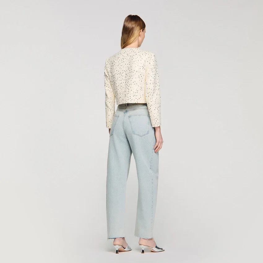 Cropped sequinned cotton jacket Cropped sequinned cotton jacket