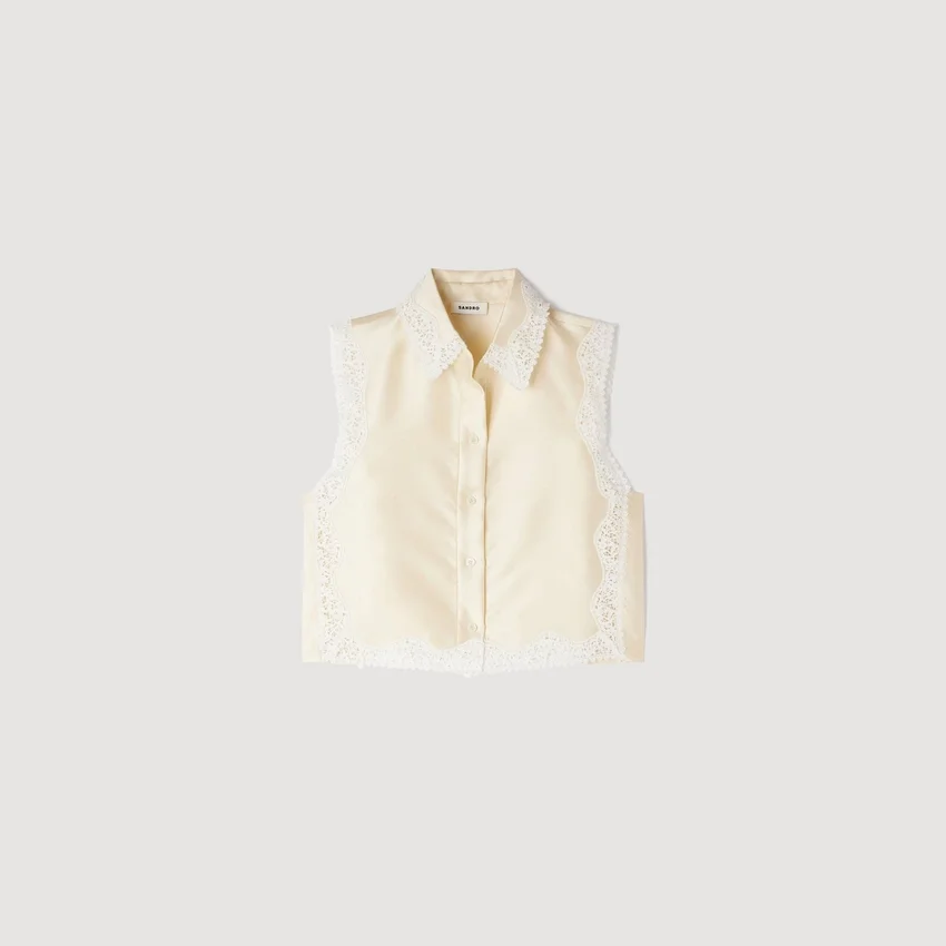 Cropped shirt with lace details Cropped shirt with lace details