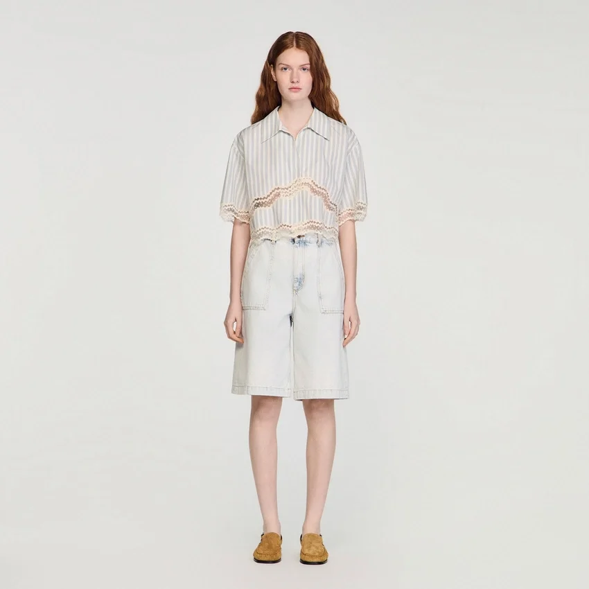 Cropped striped cotton shirt Cropped striped cotton shirt