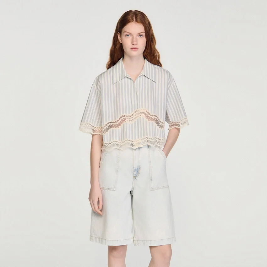 Cropped striped cotton shirt Cropped striped cotton shirt