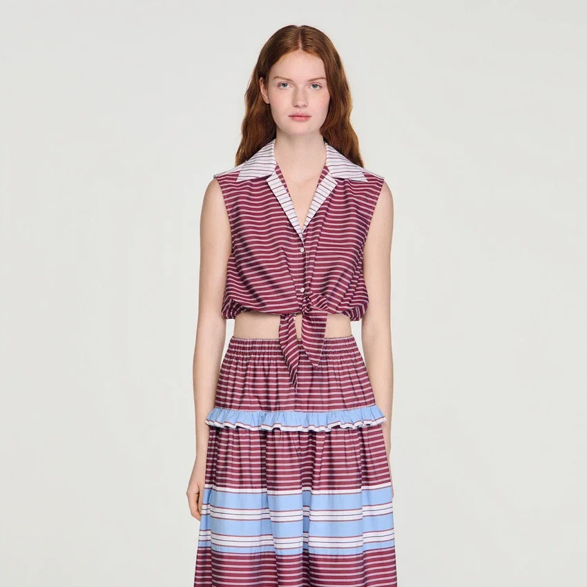 Cropped striped cotton shirt Cropped striped cotton shirt
