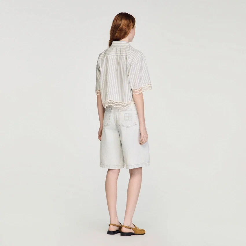 Cropped striped cotton shirt Cropped striped cotton shirt