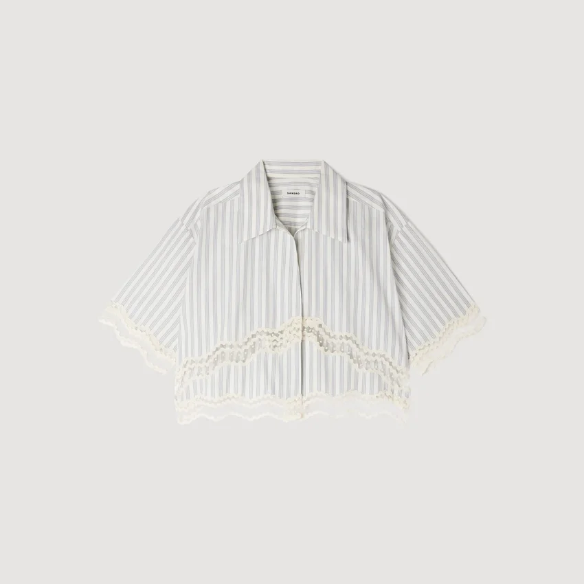 Cropped striped cotton shirt Cropped striped cotton shirt