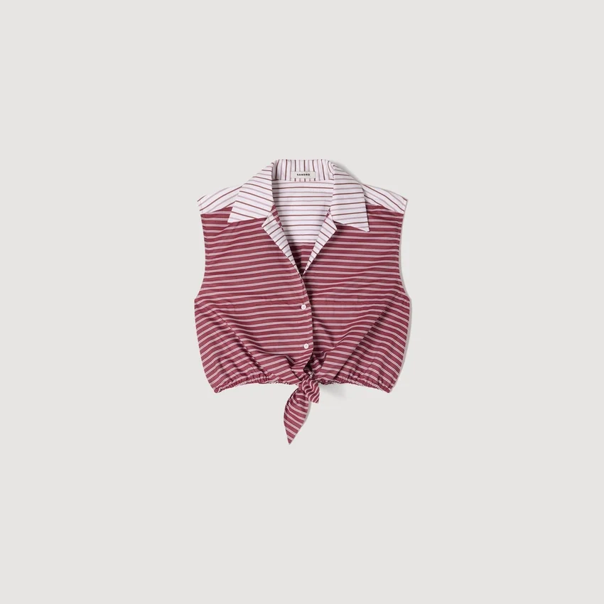Cropped striped cotton shirt Cropped striped cotton shirt