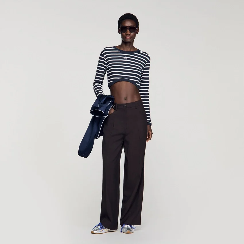 Cropped striped cotton T-shirt Cropped striped cotton T-shirt