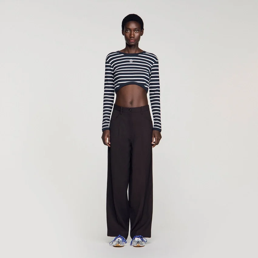 Cropped striped cotton T-shirt Cropped striped cotton T-shirt