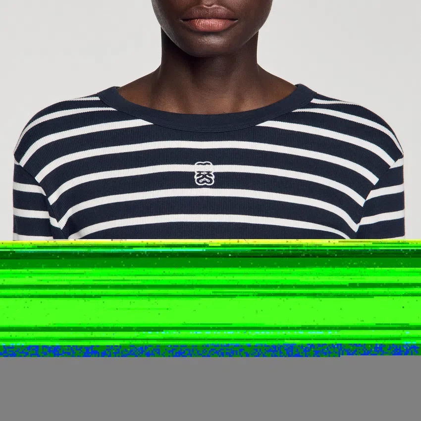 Cropped striped cotton T-shirt Cropped striped cotton T-shirt
