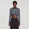 Cropped striped cotton T-shirt Cropped striped cotton T-shirt