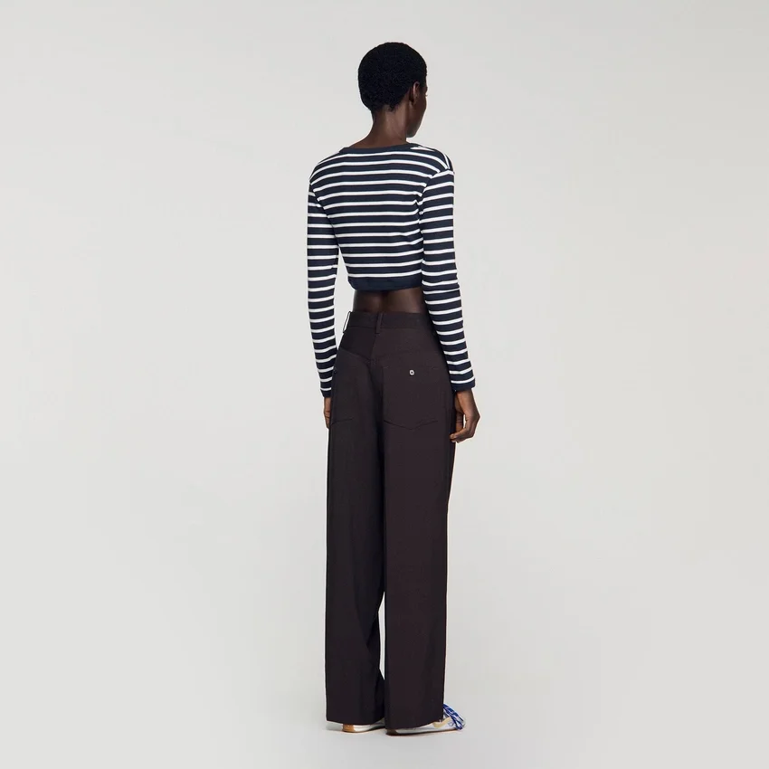 Cropped striped cotton T-shirt Cropped striped cotton T-shirt