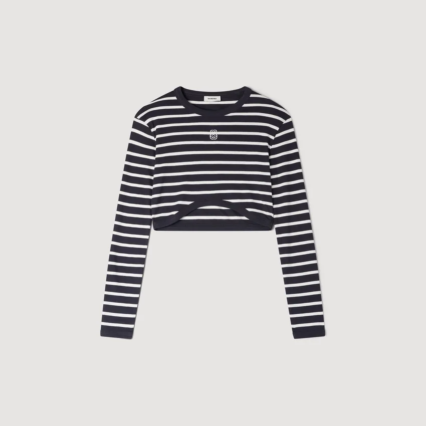 Cropped striped cotton T-shirt Cropped striped cotton T-shirt