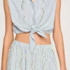 Cropped striped rhinestone shirt Cropped striped rhinestone shirt