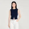 Cropped striped wool-cashmere sweater Cropped striped wool-cashmere sweater