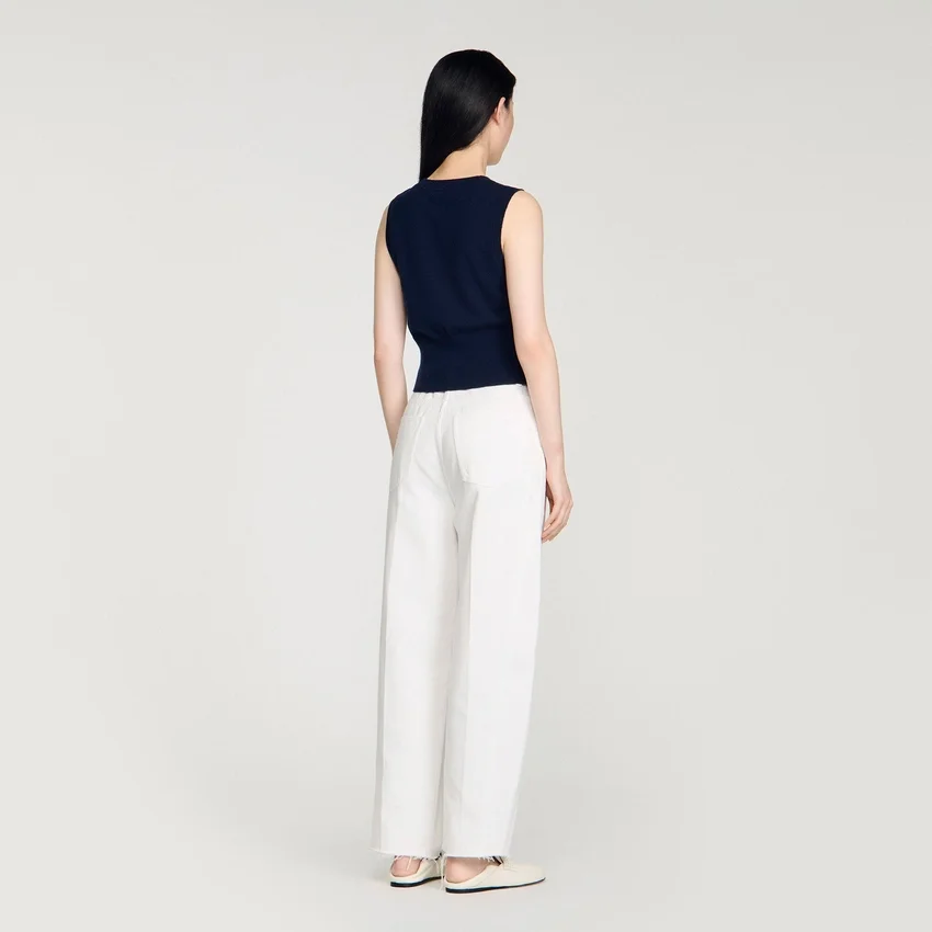 Cropped striped wool-cashmere sweater Cropped striped wool-cashmere sweater