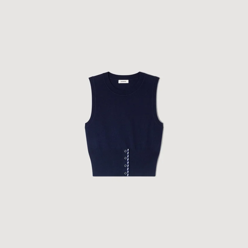 Cropped striped wool-cashmere sweater Cropped striped wool-cashmere sweater