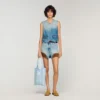 Cropped studded denim vest Cropped studded denim vest