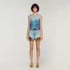 Cropped studded denim vest Cropped studded denim vest