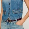 Cropped studded denim vest Cropped studded denim vest