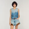 Cropped studded denim vest Cropped studded denim vest