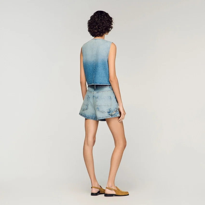 Cropped studded denim vest Cropped studded denim vest